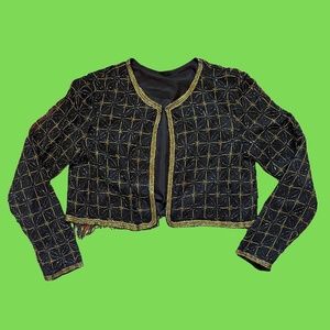 Beaded Silk Chiffon Vintage Cropped Jacket